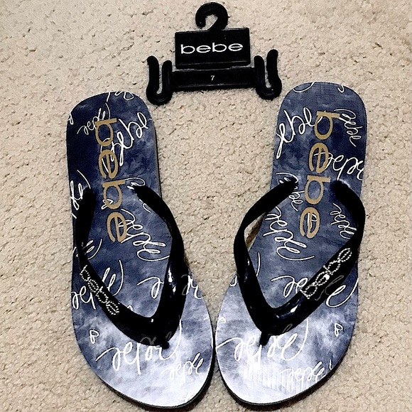 🆕🔥RARE BEBE SUPER CUTE FLIPFLOPS/BLACK&BEBE IN BLING SILVER MULTICOLORED INSOL - Picture 5 of 12
